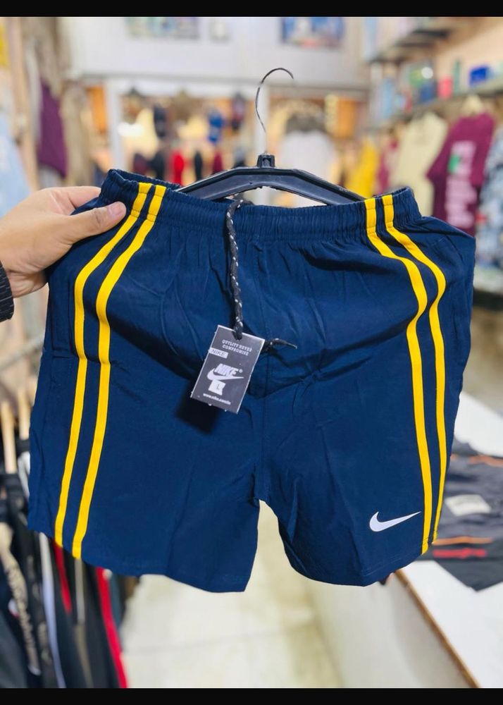 Men's Navy Blue Shorts with Yellow Stripes