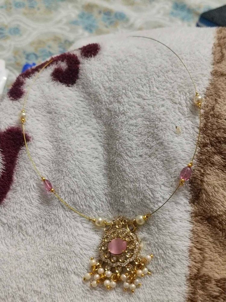 Elegant Pink Stone Necklace