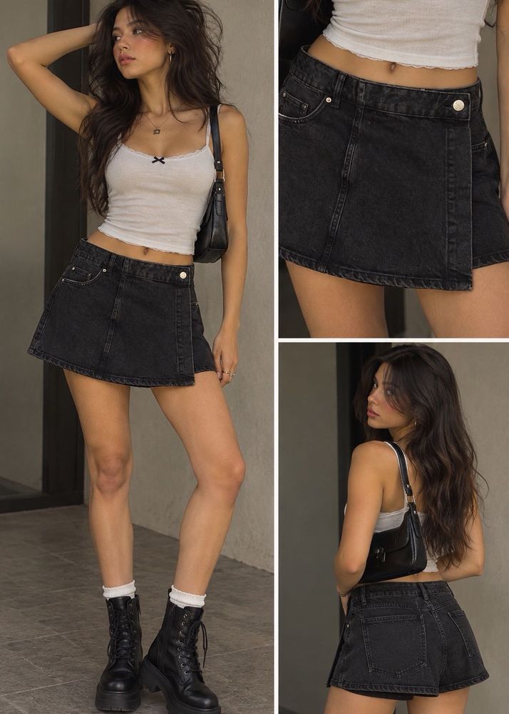 Black Denim Skort