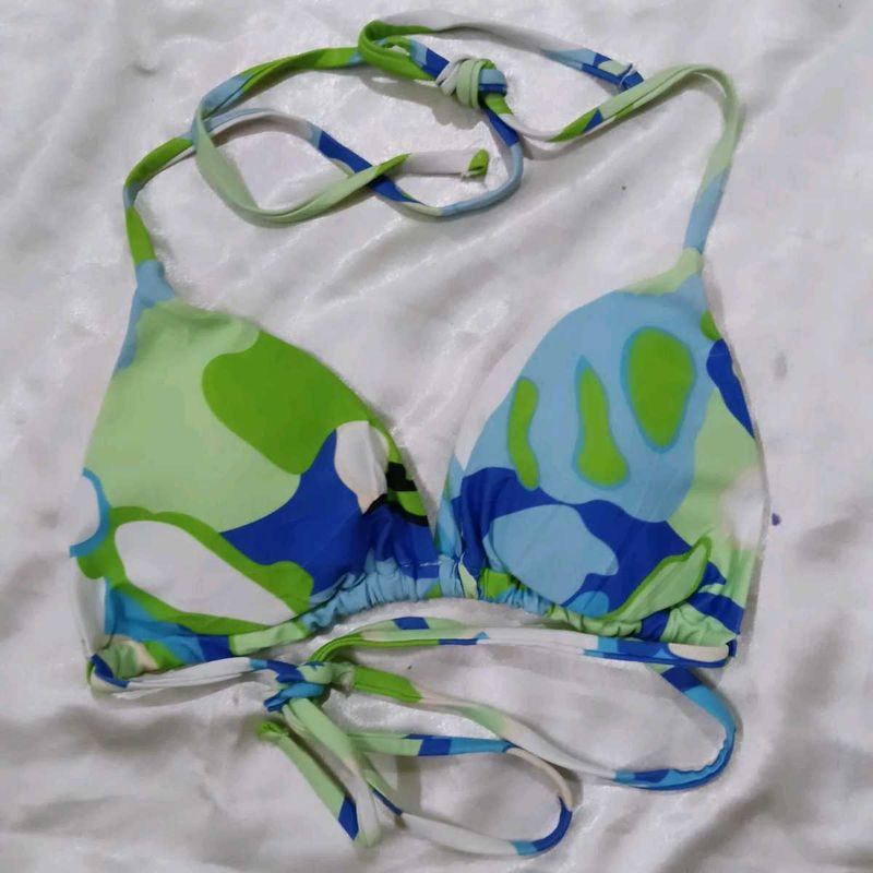 Vibrant Abstract Print Bikini Top