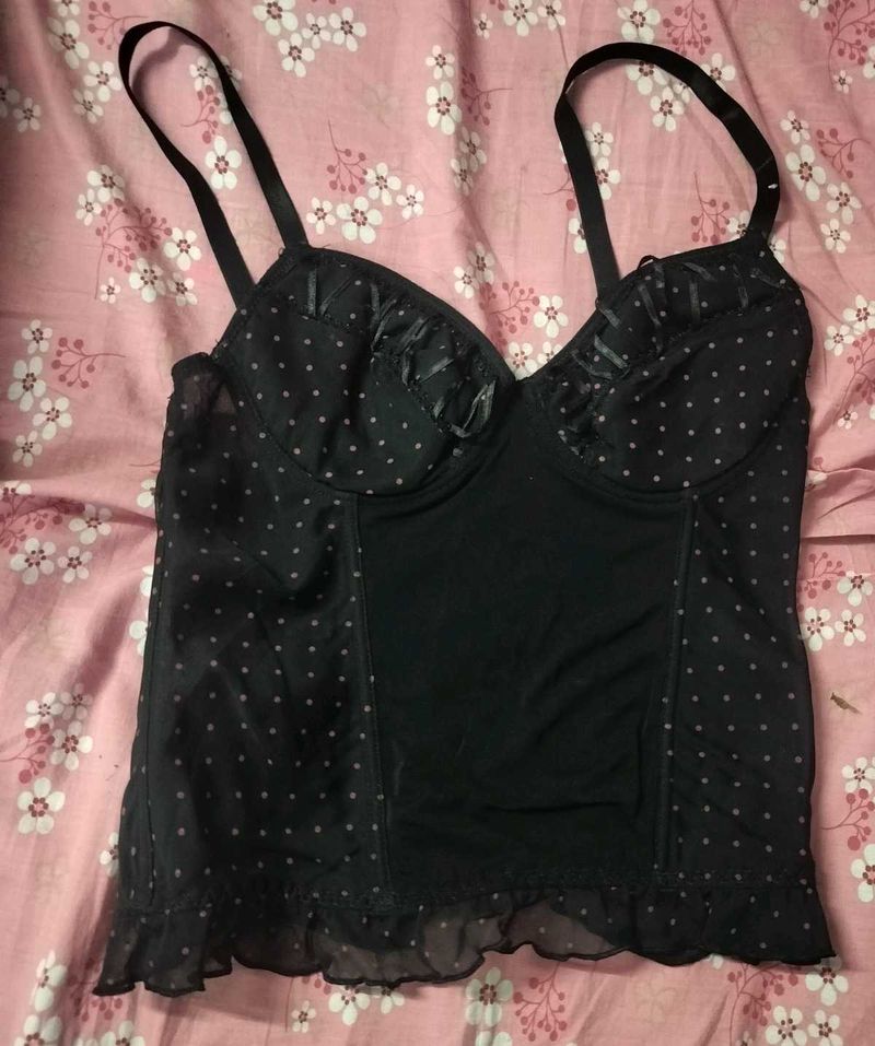 Black Polka Dot Corset Camisole
