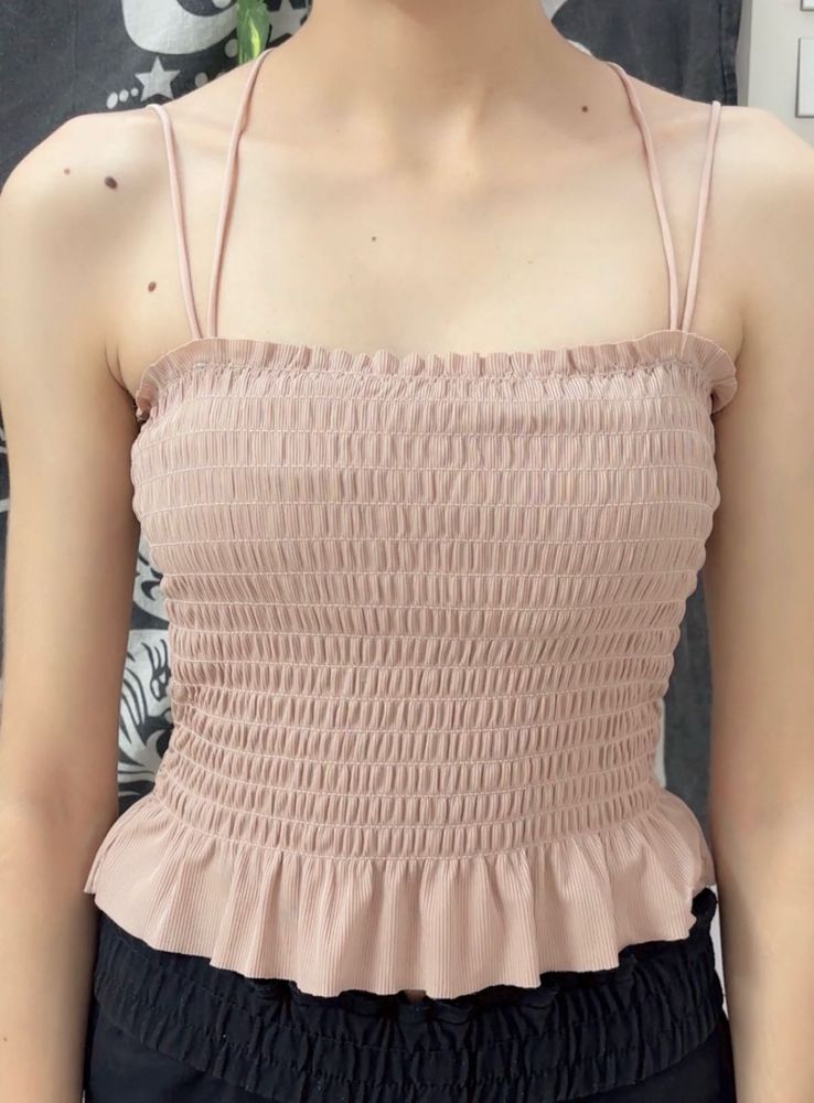 Smocked Peplum Camisole Top