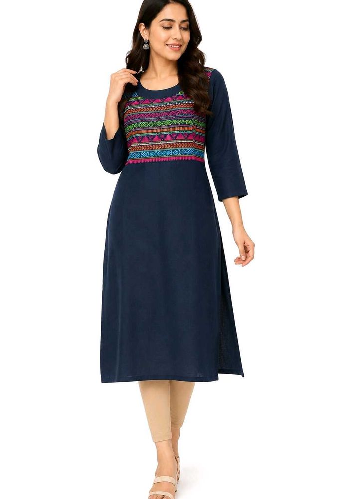 Stylish Navy Embroidered Dress