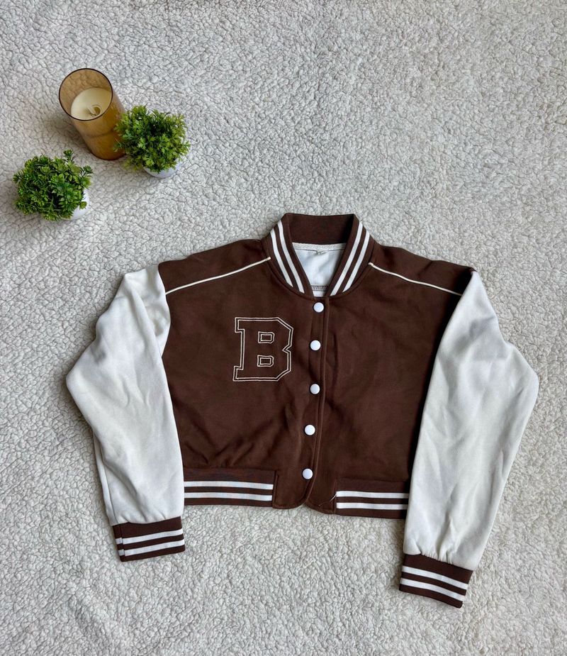 Brown &amp; White Varsity Jacket