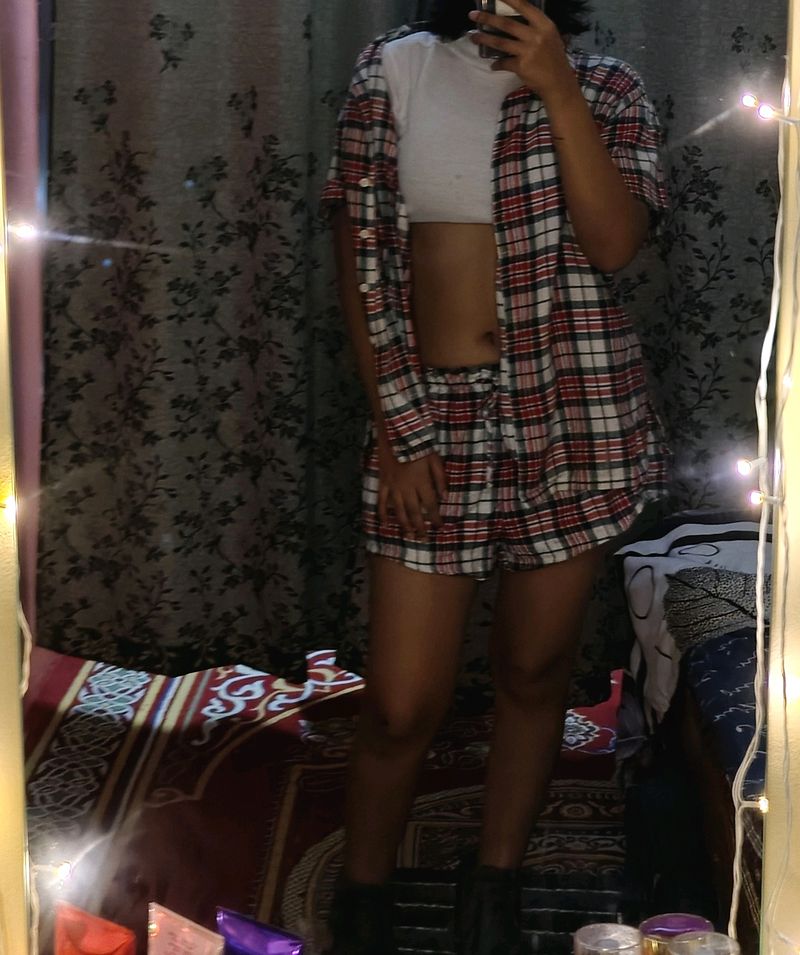 Korean Style Flannel Co-ord Set.