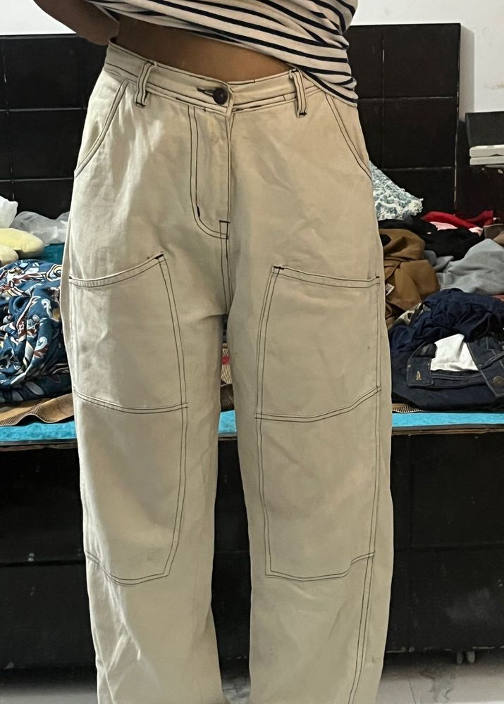 Cream Cargo Pants