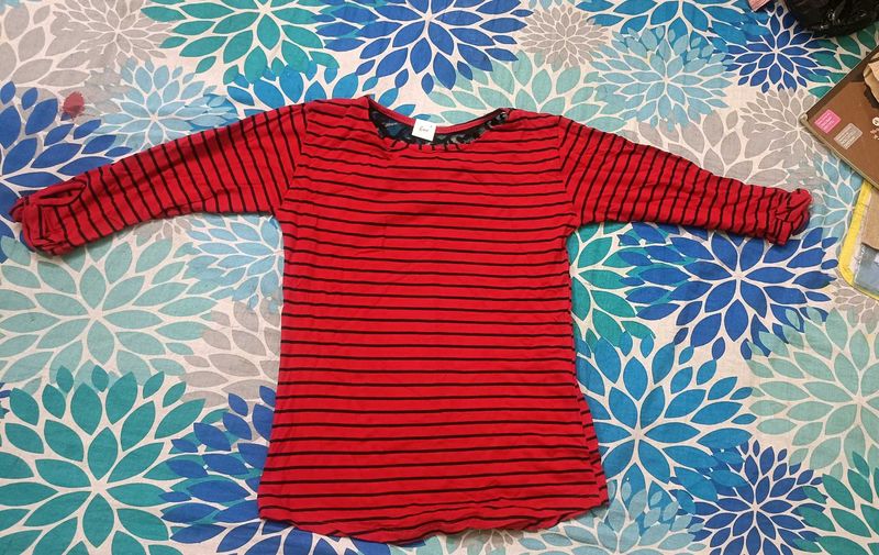 Red Striped Long Sleeve Top
