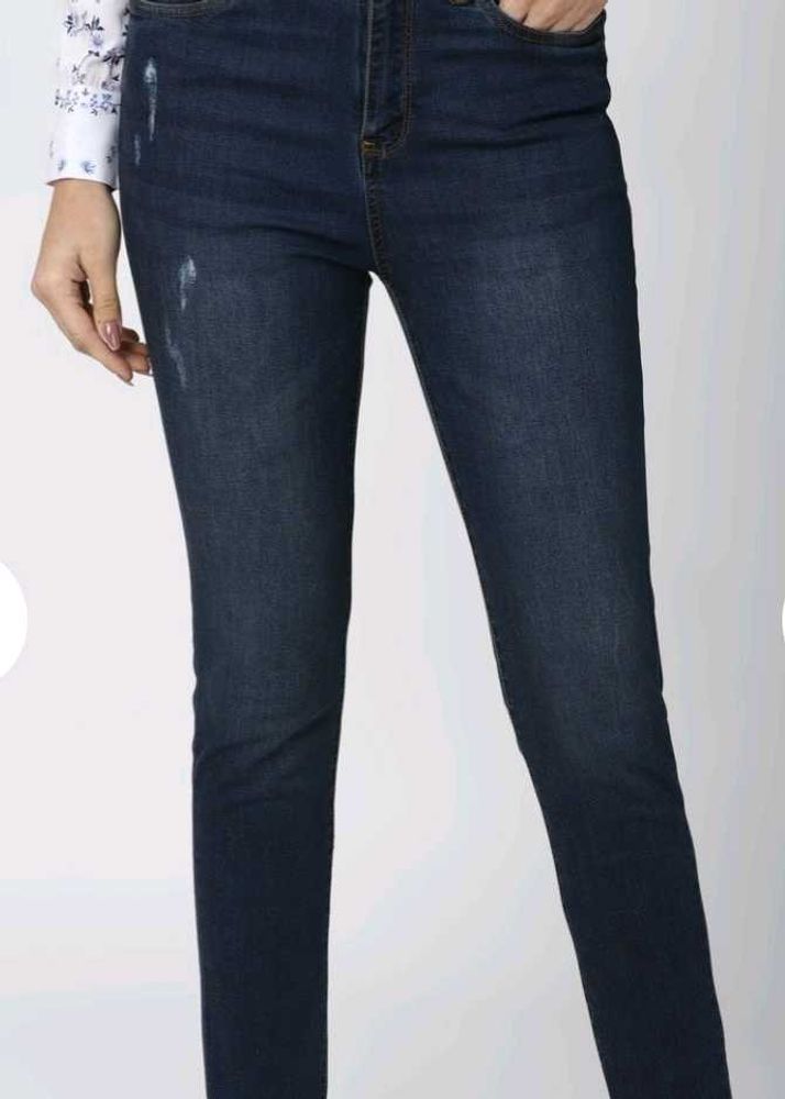 Dark Wash Distressed Denim Jeans