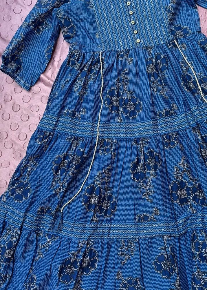 Blue Floral Tiered Kurta