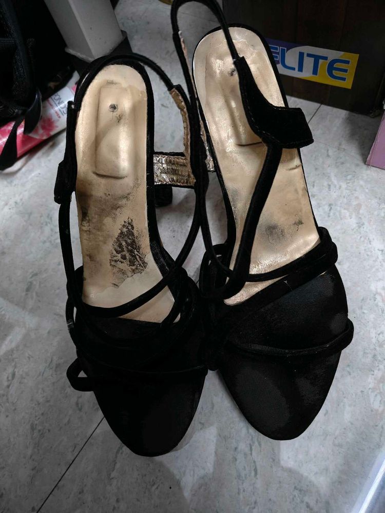 Black Strappy Heeled Sandals