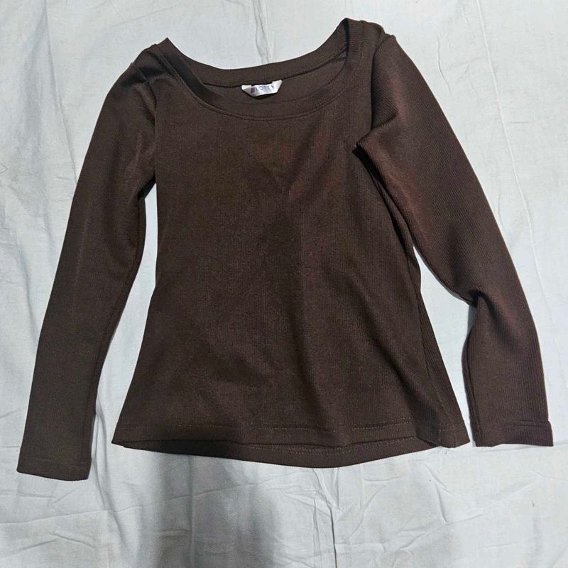Brown Long Sleeve Top