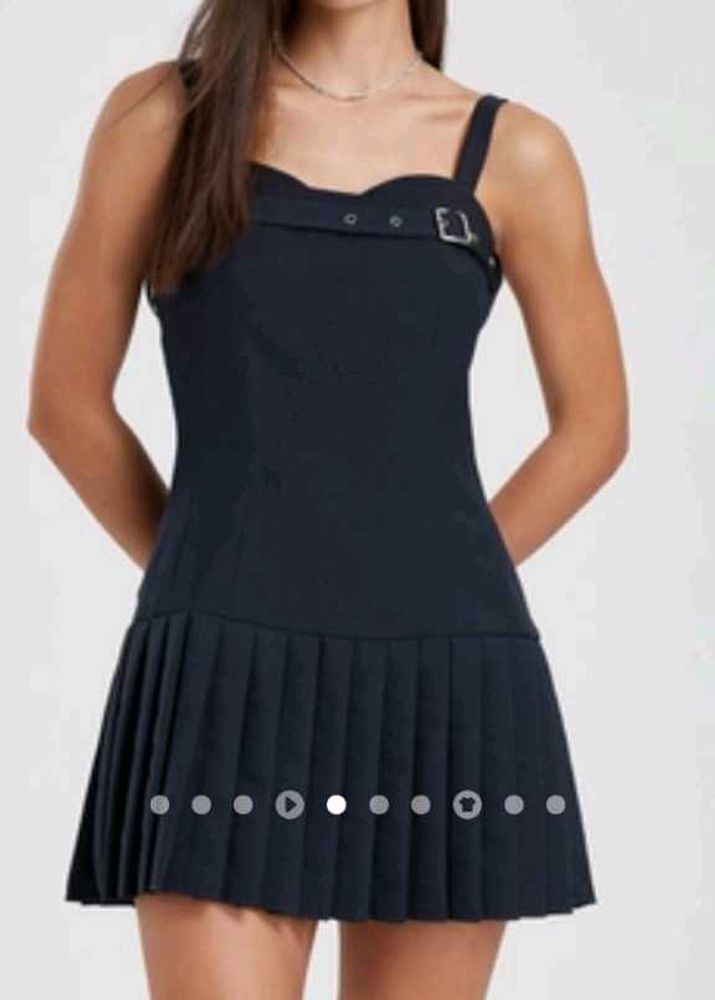 Savana Navy Blue Pleated Dress