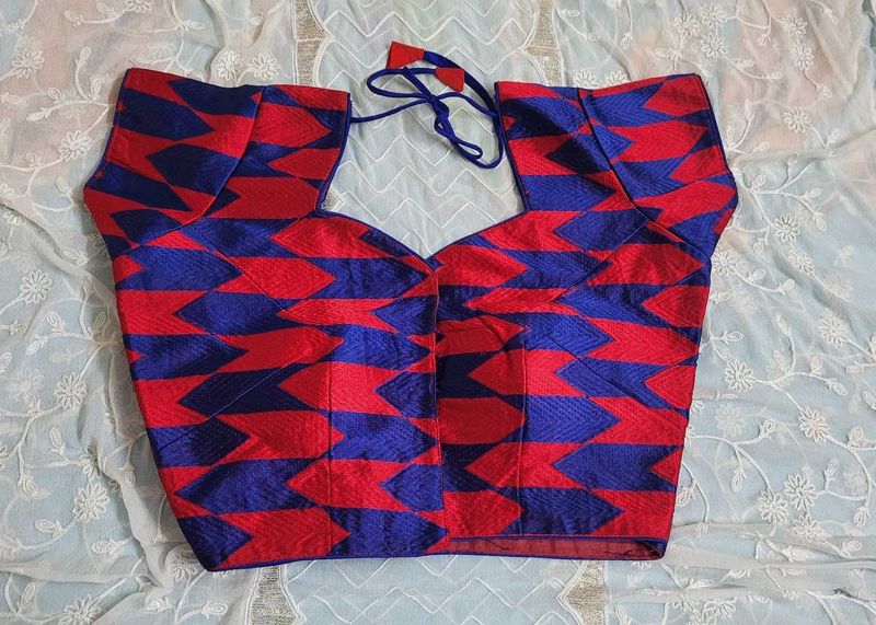 Red &amp; Blue Patterned Blouse Never Used