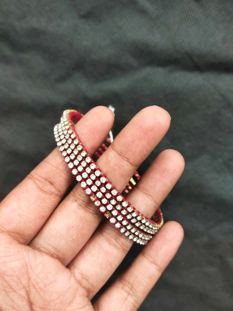 Red &amp; Crystal Bangle Bracelet