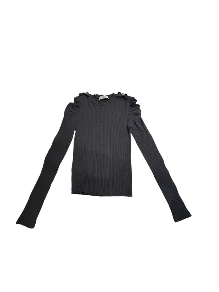 Chic Black Ruffled Sleeve Top
