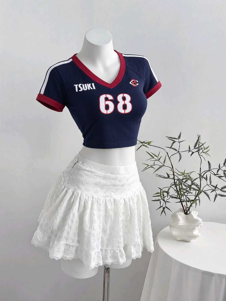 Sporty Athletic Cropped Jersey