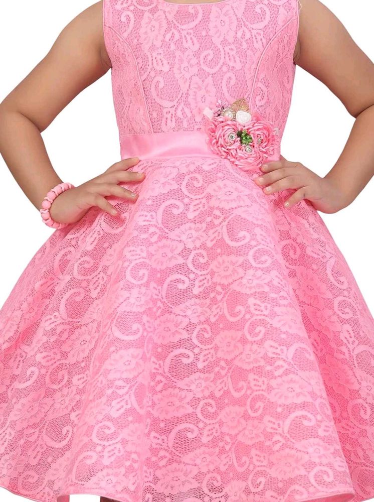 Aarika Pink Lace Fit &amp; Flare Dress