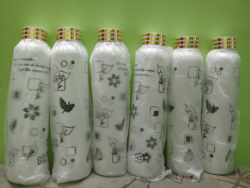Floral Printed Black Water Bottle