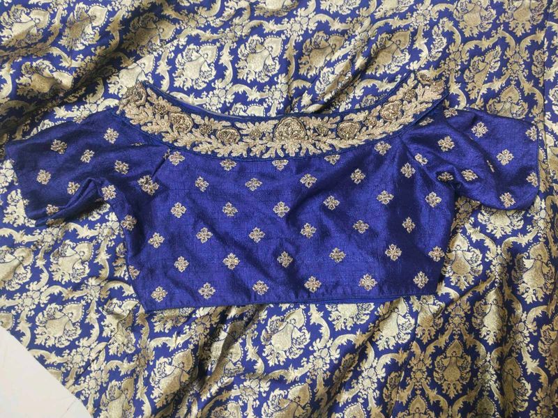 Elegant Blue &amp; Gold Ethnic Skirt