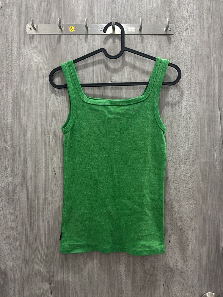 Bright Green Square Neck Tank Top