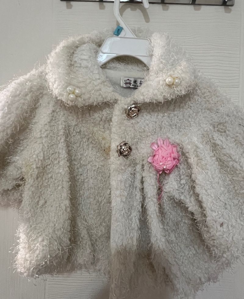 Imported Girls White Stylish Sherpa Jacket 18-24 M