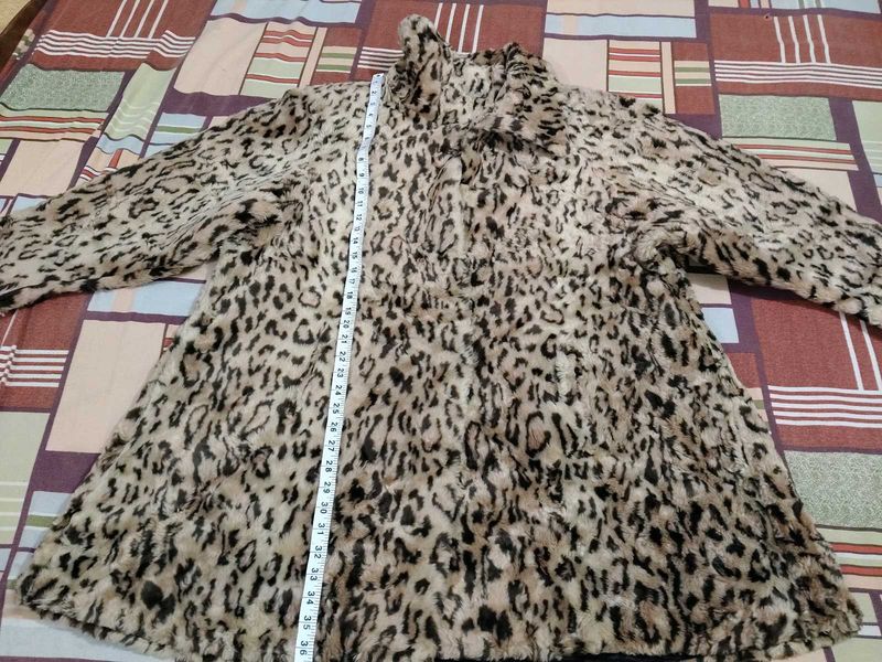 Leopard Print Faux Fur Coat plus size