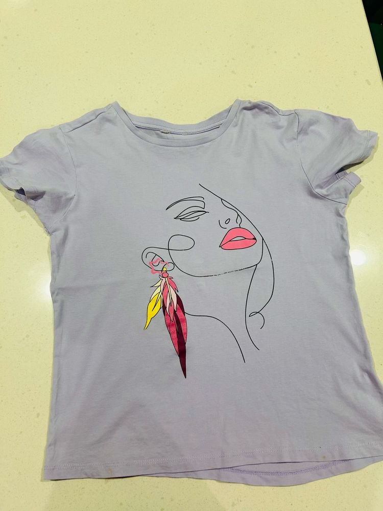 Purple Abstract Face Graphic Tee