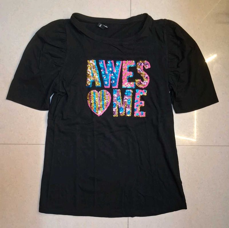 Black Sequin T-Shirt