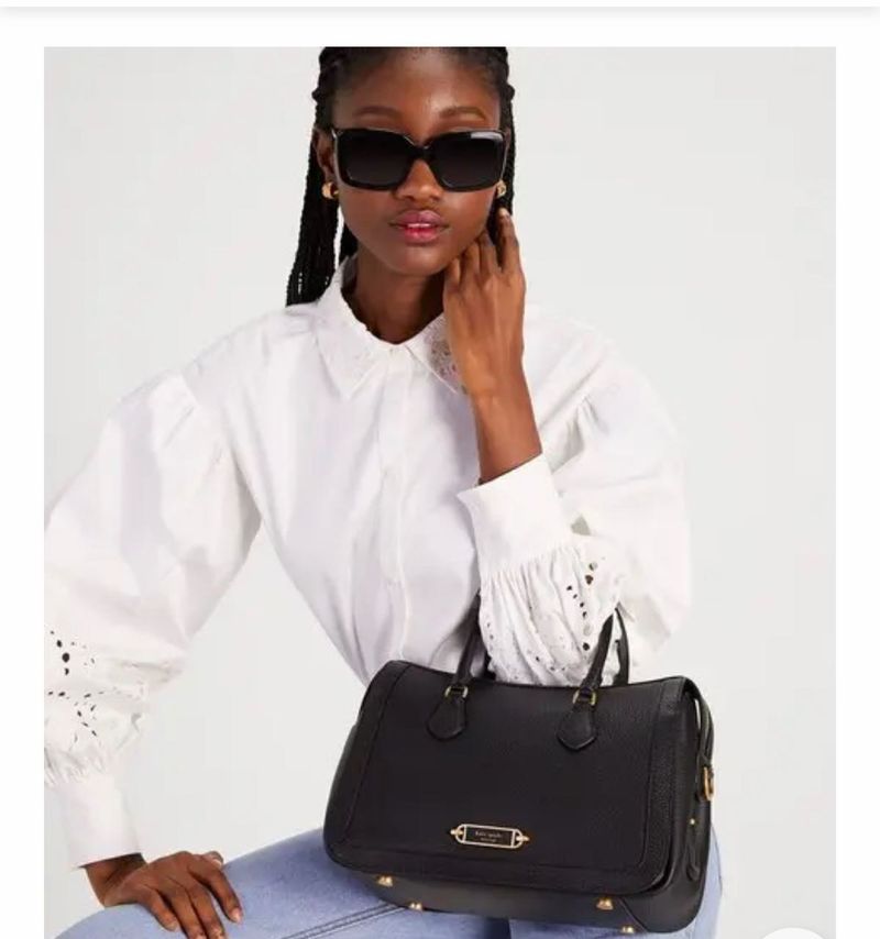 Kate Spade New York Black Leather Satchel Handbag