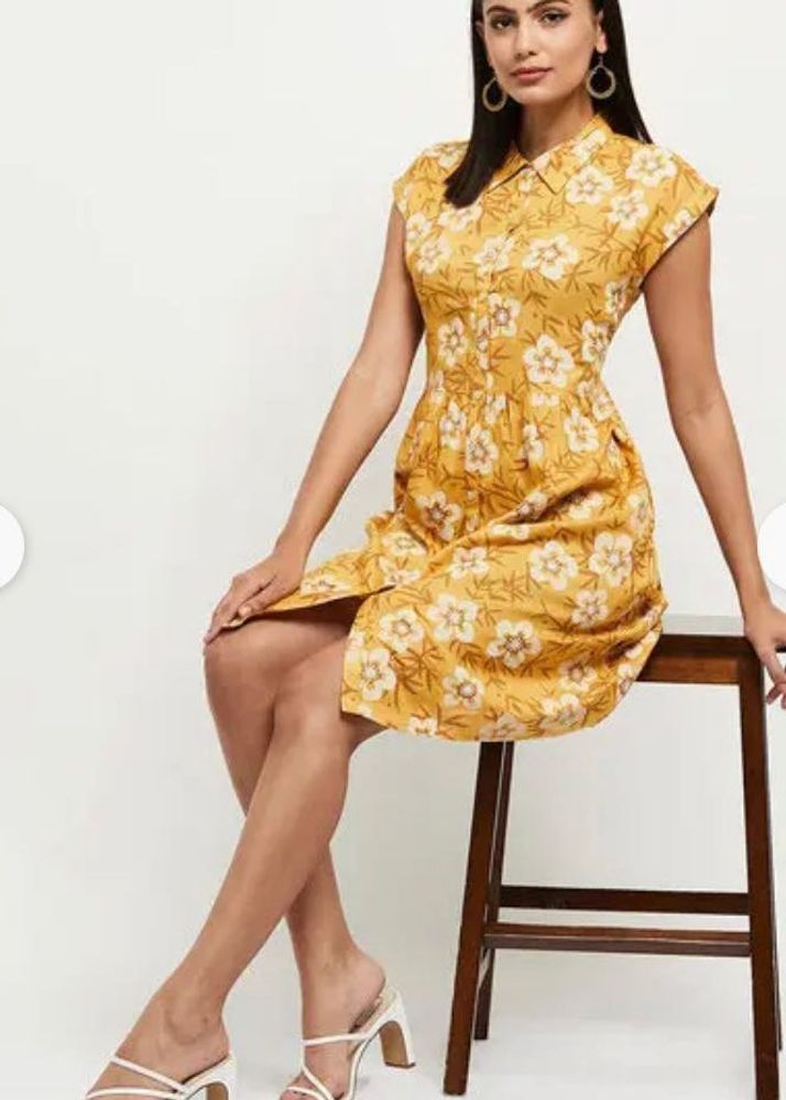Floral  Mustard Shirt Dress - brand new💃💛