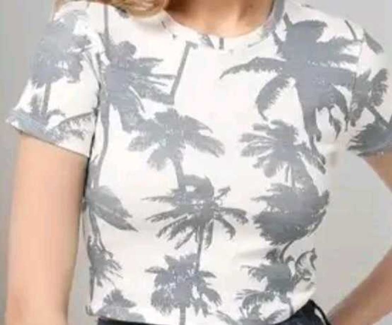 Palm Tree Print Crop Top