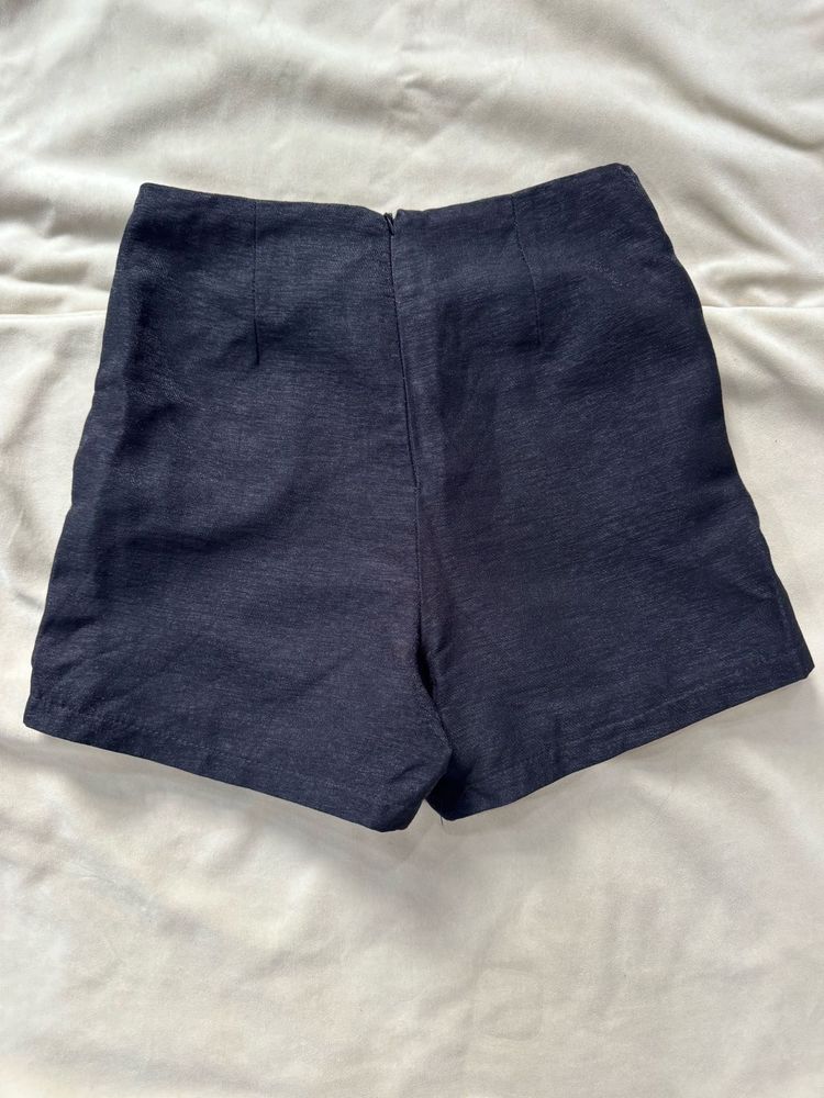 High-Waisted Dark Wash Shorts
