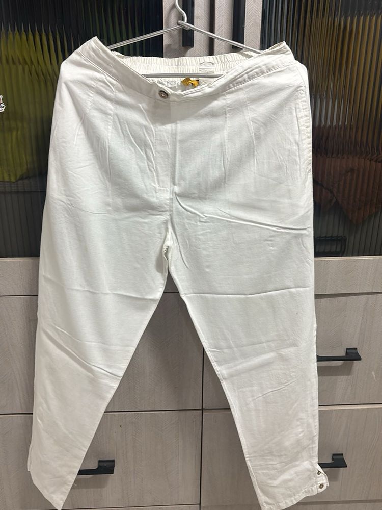 Classic White Cotton Kurti  Pants