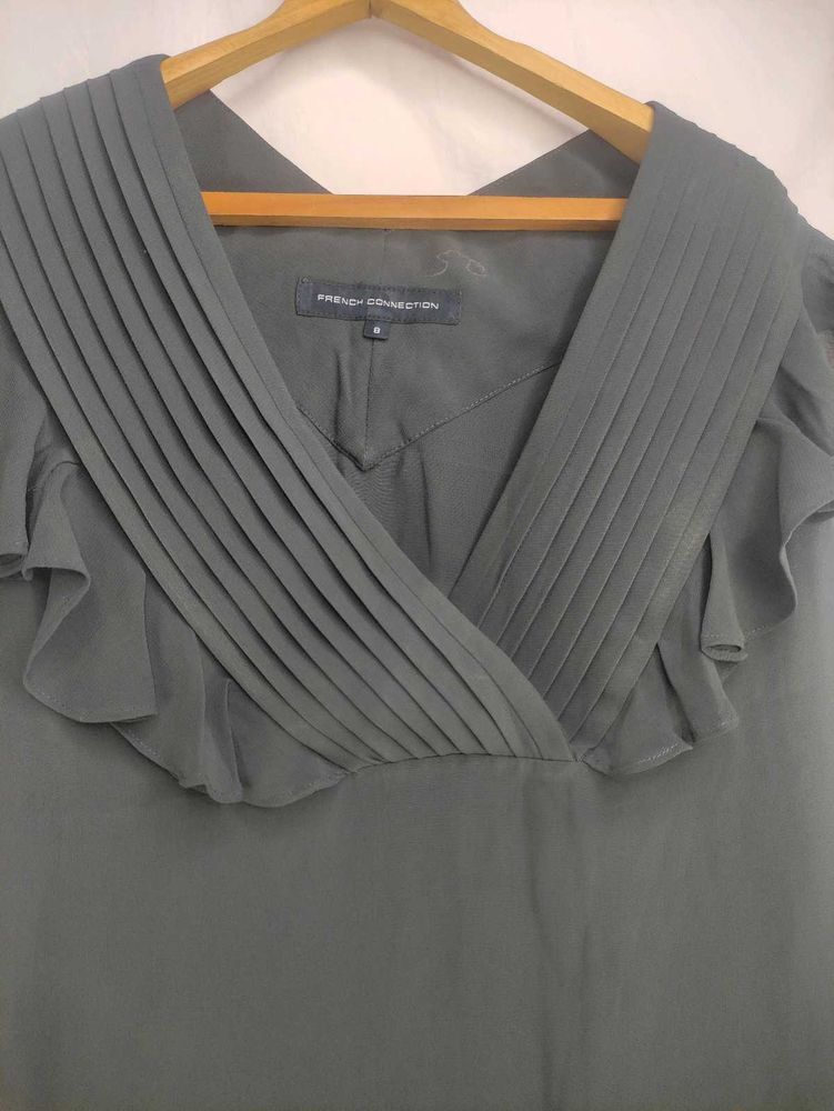 French Connection Gray Pleated Dress LR-11