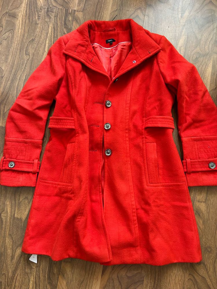 Vibrant Red Wool Blend Coat from Next