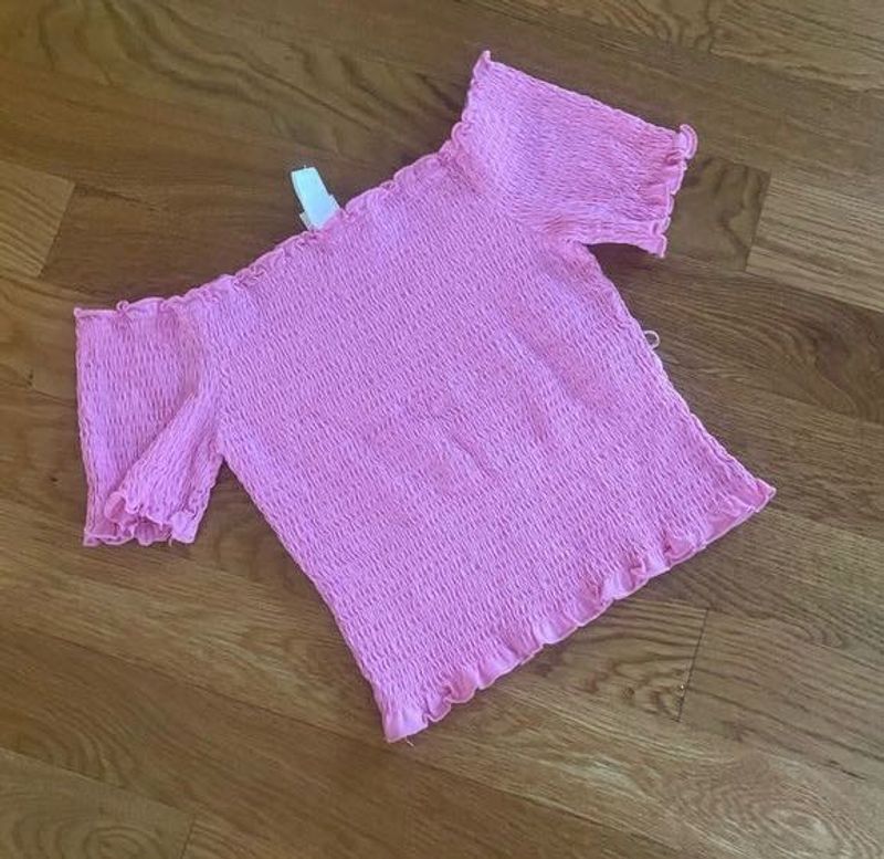 Smocked Off-Shoulder Crop Top