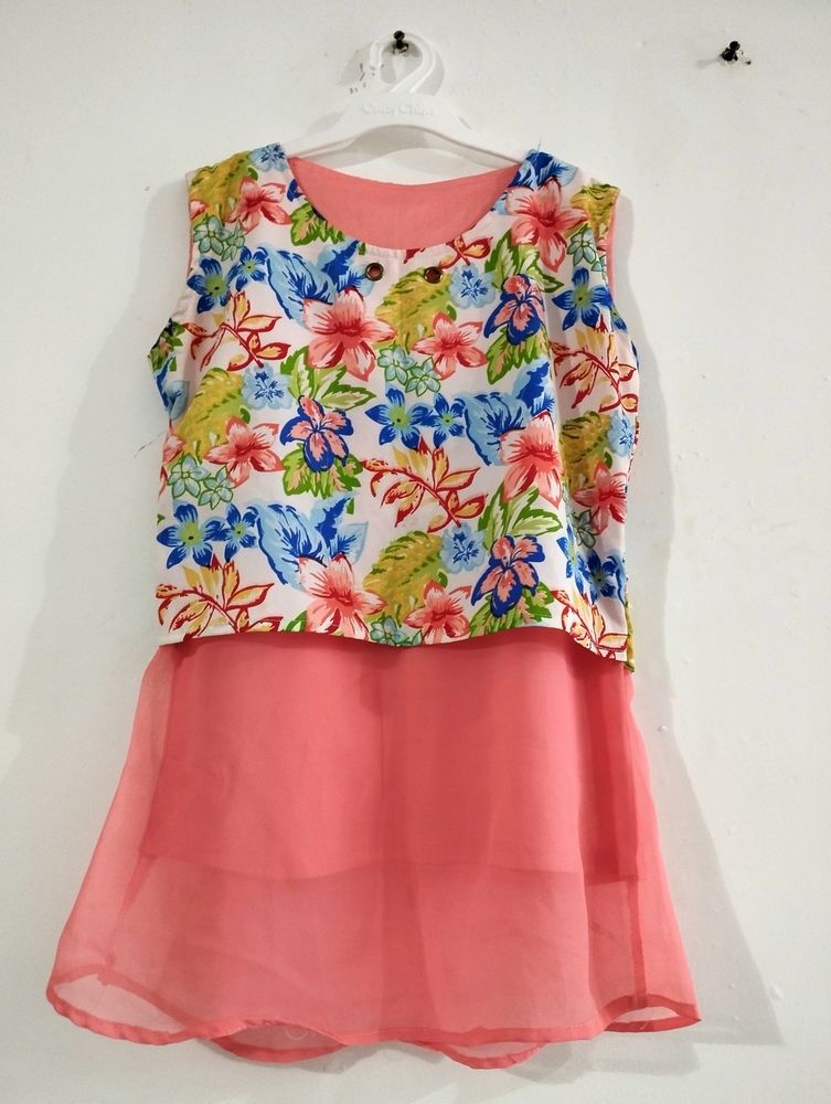 Floral Print Layered Dress Top