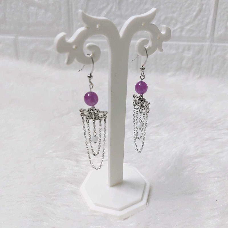 Bohemian Purple Stone Dangle Earrings