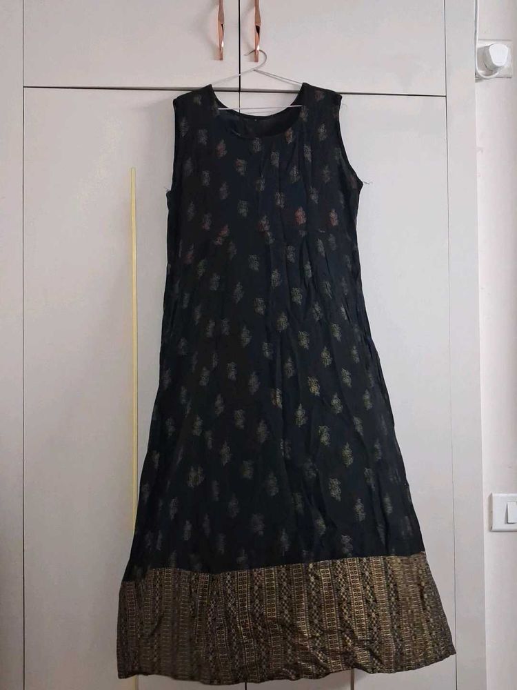Elegant Black Printed Ethnic Gown