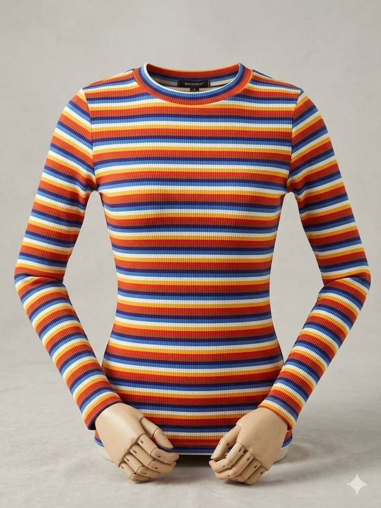 Colorful Striped Long Sleeve Top