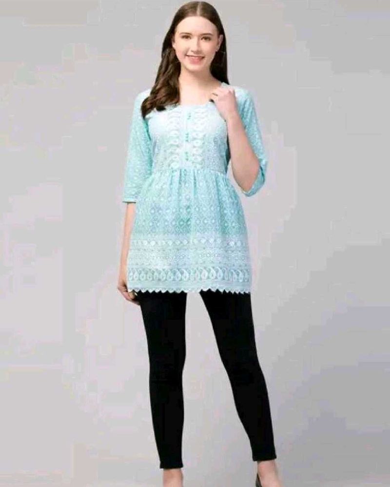 Light Blue Embroidered Kurta