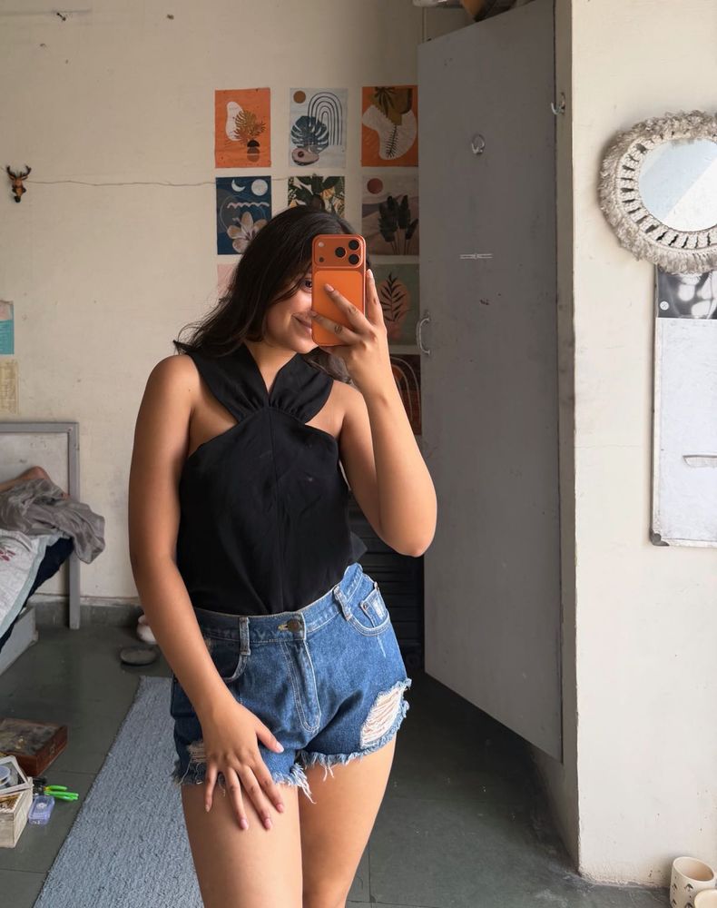Stylish Black Halter Neck Top