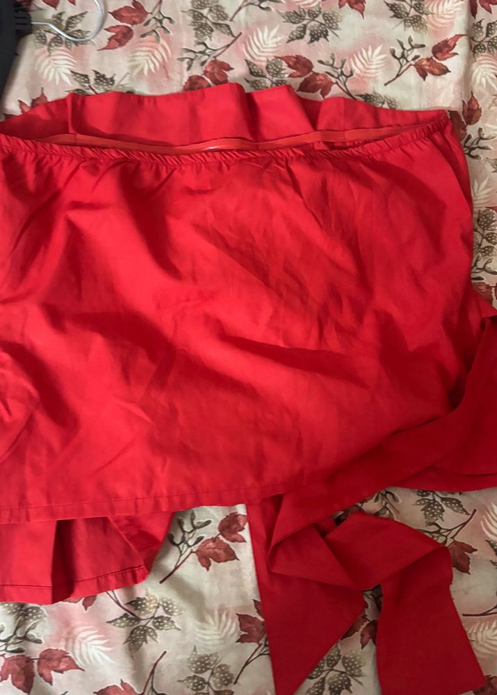 Red Off-Shoulder Tie-Up Top