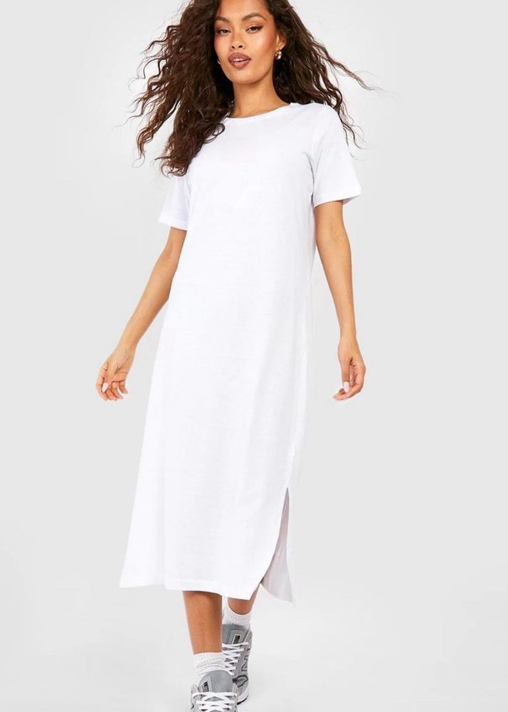 PRETTYLITTLETHING white t-shirt midi dress