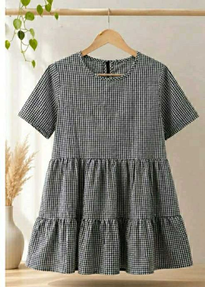 Chic Gingham Tiered Tunic Top