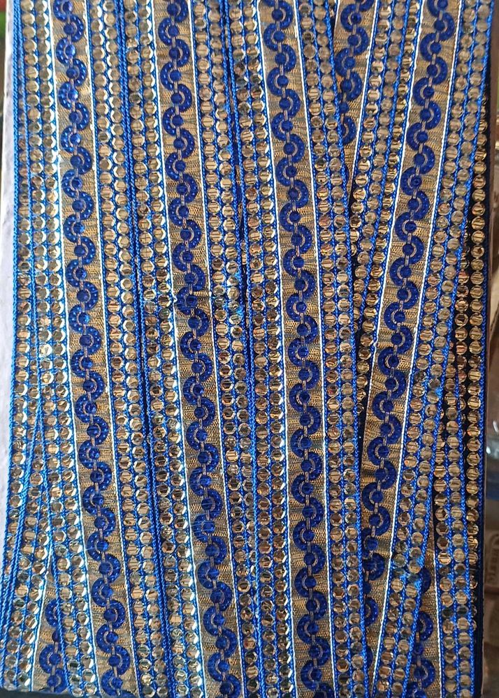 Embellished Blue and silver Dupatta Border