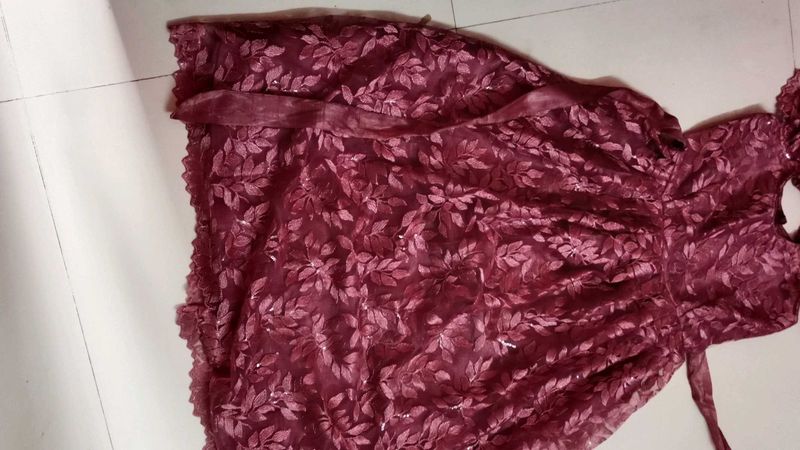 Elegant Burgundy Lace Gown