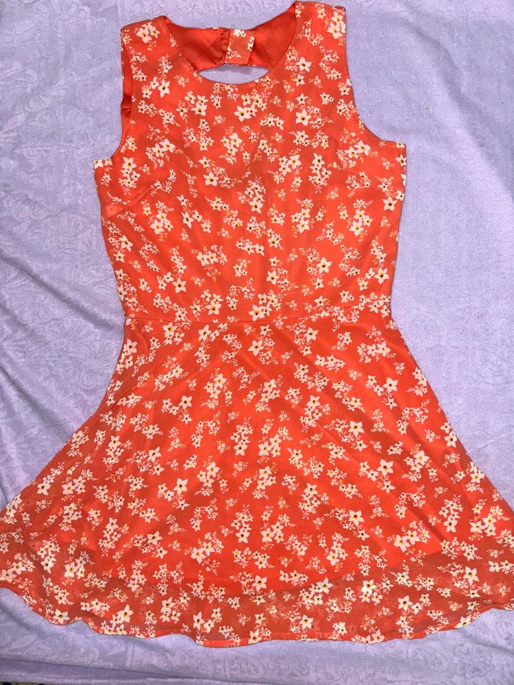 Floral Orange Mini Dress