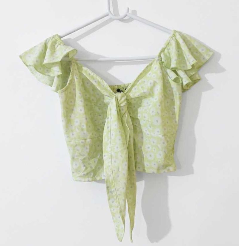 Cute Floral Tie-Front Top