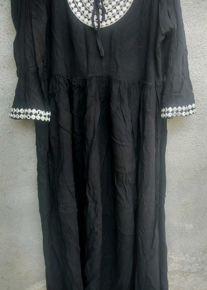 Black Embroidered Maxi Dress